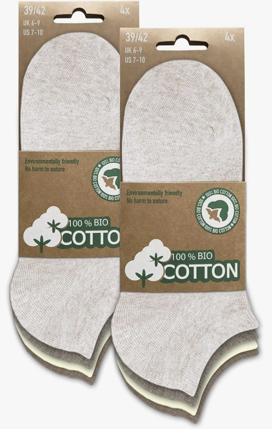 BIOBASICS Men's & Women's (4-12 Pairs) Organic Trainer Socks Short Oeko-Tex 100 Cotton, 8 pairs (natural tones), 43-46 : Amazon.co.uk: Fashion