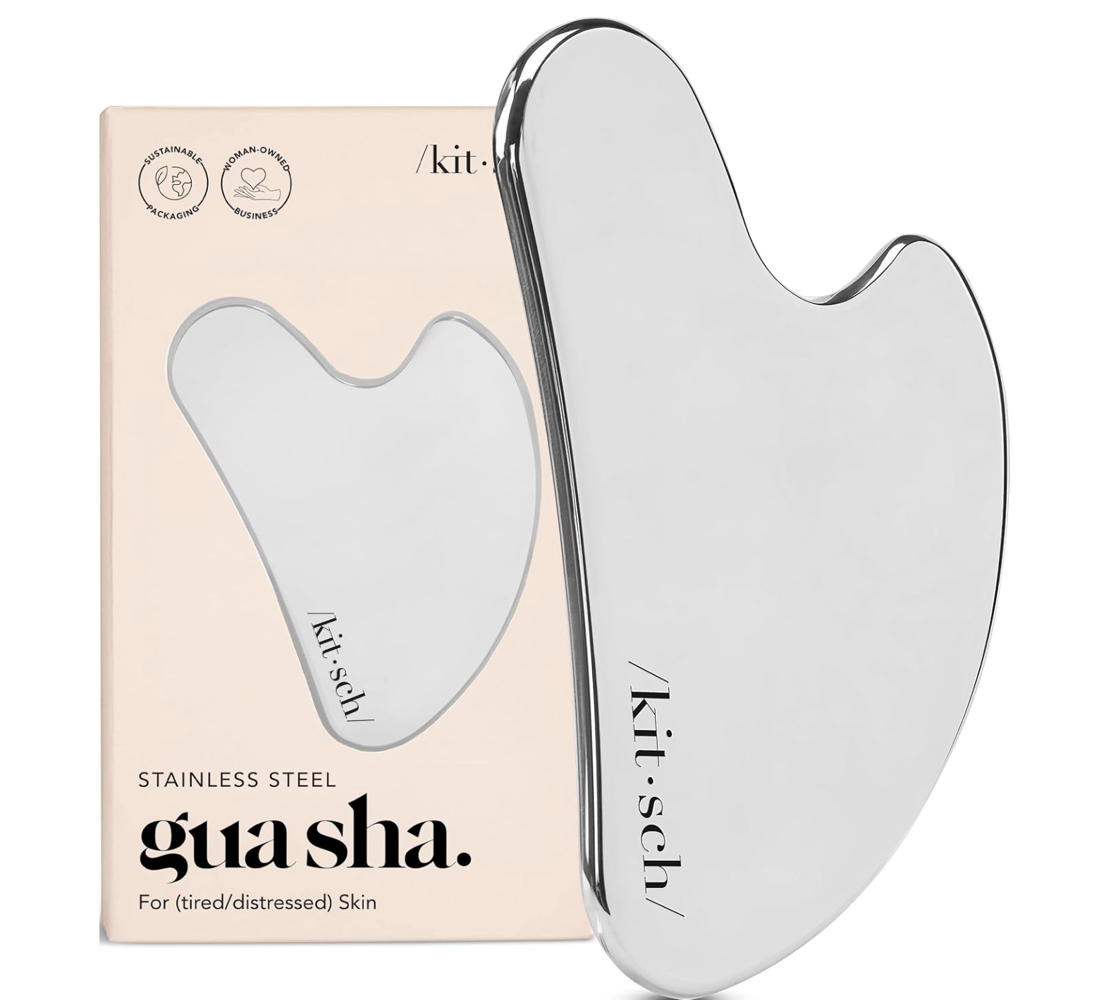 Kitsch Stainless Steel Gua Sha Facial Tool - Silver | Gua Sha Tool for Face, Jawline Shaper, Double Chin Reducer, Body Gua Sha Tool, Lymphatic Drainage Massager, Facial Skin Care : Amazon.co.uk: Health & Personal Care