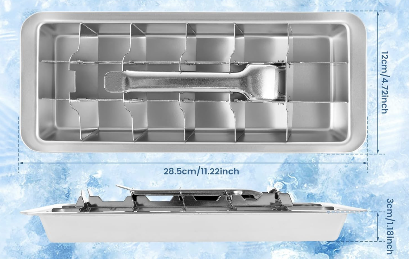 Metal Ice Cubes Tray, 18 Slot Removable Ice Cube Maker with Easy Release Handle, Stainless Steel Ice Cube Moulds Detachable Soup Freezer Tray for Making Various Ice Cubes and Frozen Foods : Amazon.co.uk: Home & Kitchen