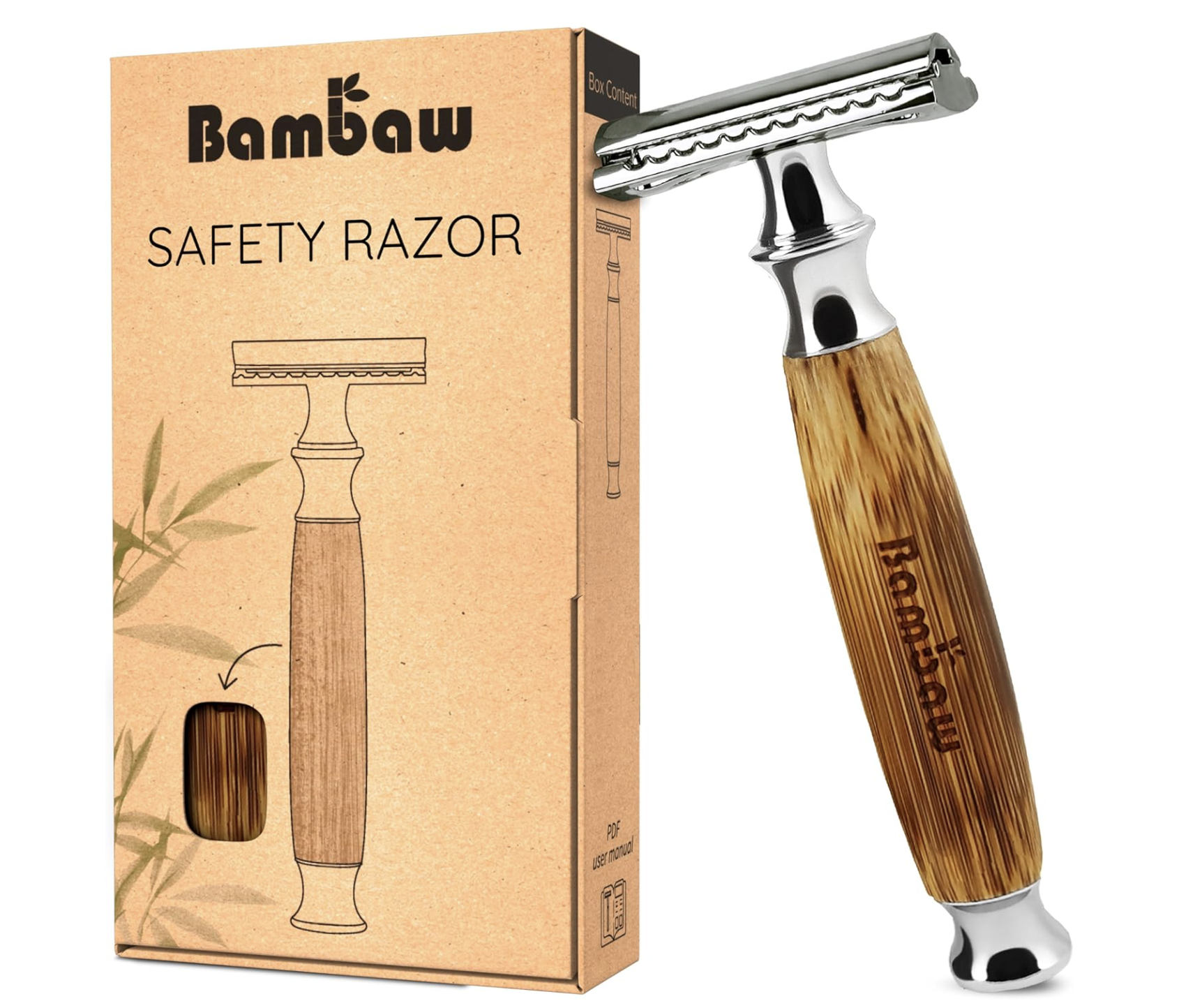 Bambaw Double Edge Razor Men & Women, Reusable Metal Razor Women, Easy & Safe to Use, Close & Smooth Shave with Balanced Weight for Full Control, No Blade Included (Thick Bamboo Silver) : Amazon.co.uk: Health & Personal Care