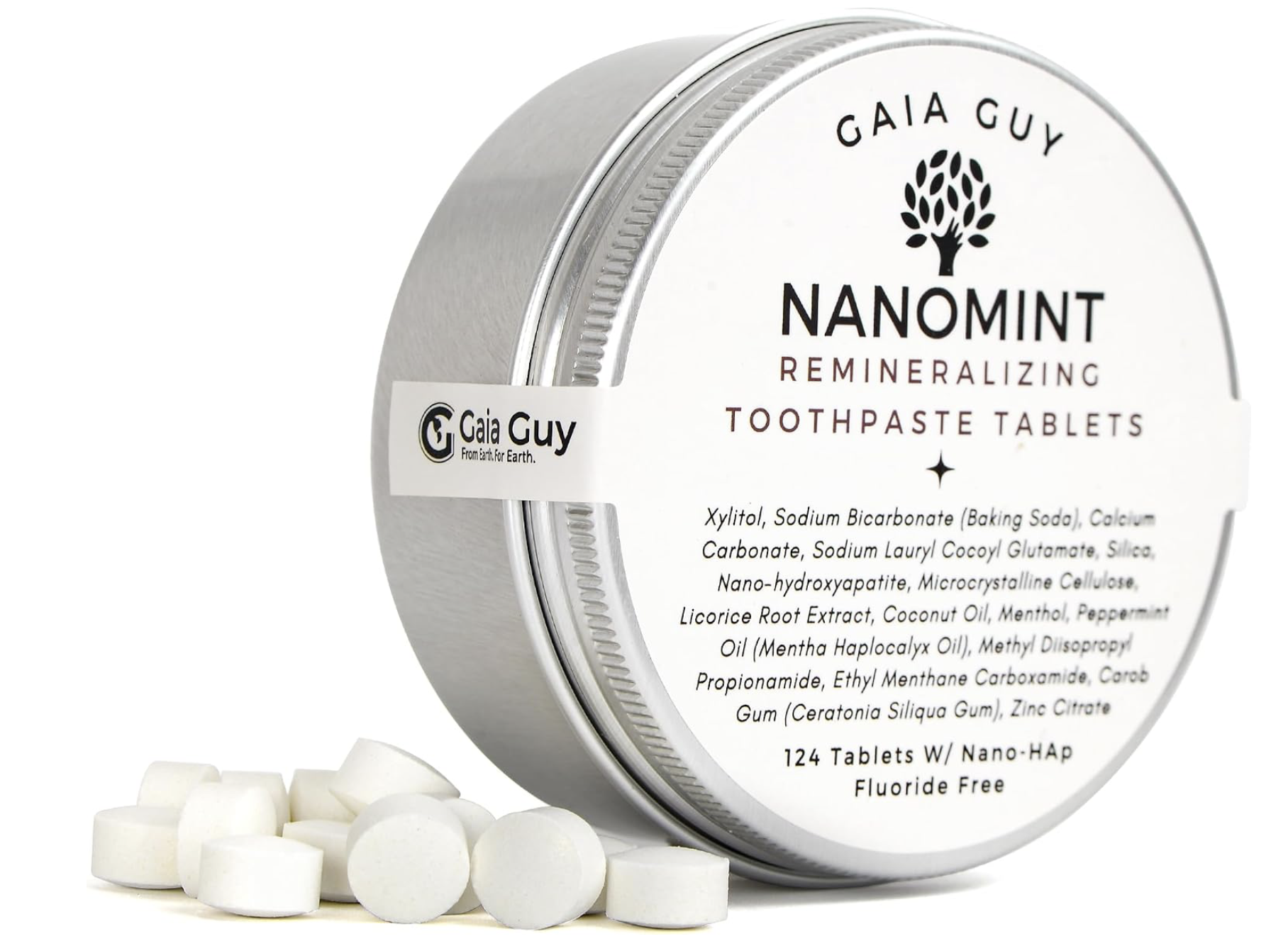 Gaia Guy Toothpaste Tablets, 124 Vegan Tabs, Fluoride-Free, Plastic-Free, Travel Mouthwash Too, for Kids and Adults, Chewable and Minty Fresh : Amazon.co.uk: Health & Personal Care