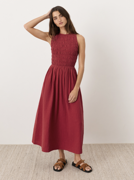 Women’s Coastal Double Gauze Smocked Dress made with Organic Cotton | Pact