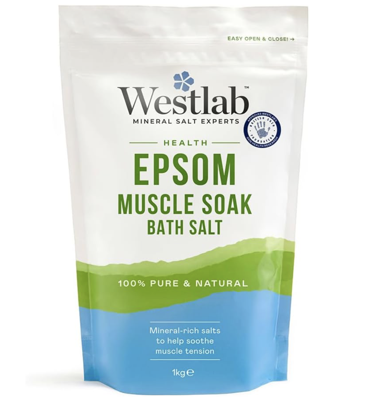 Westlab Reviving Epsom Salt | 1kg Resealable Pouch | Pure and Unscented, Pack of 1 : Amazon.co.uk: Beauty