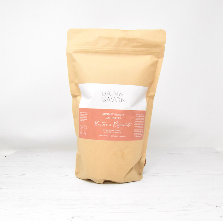 Aromatherapy Bath Salts - Restore and Rejuvenate - 1kg - Bain and Savon - Vegan, Cruelty-Free-Natural Beauty