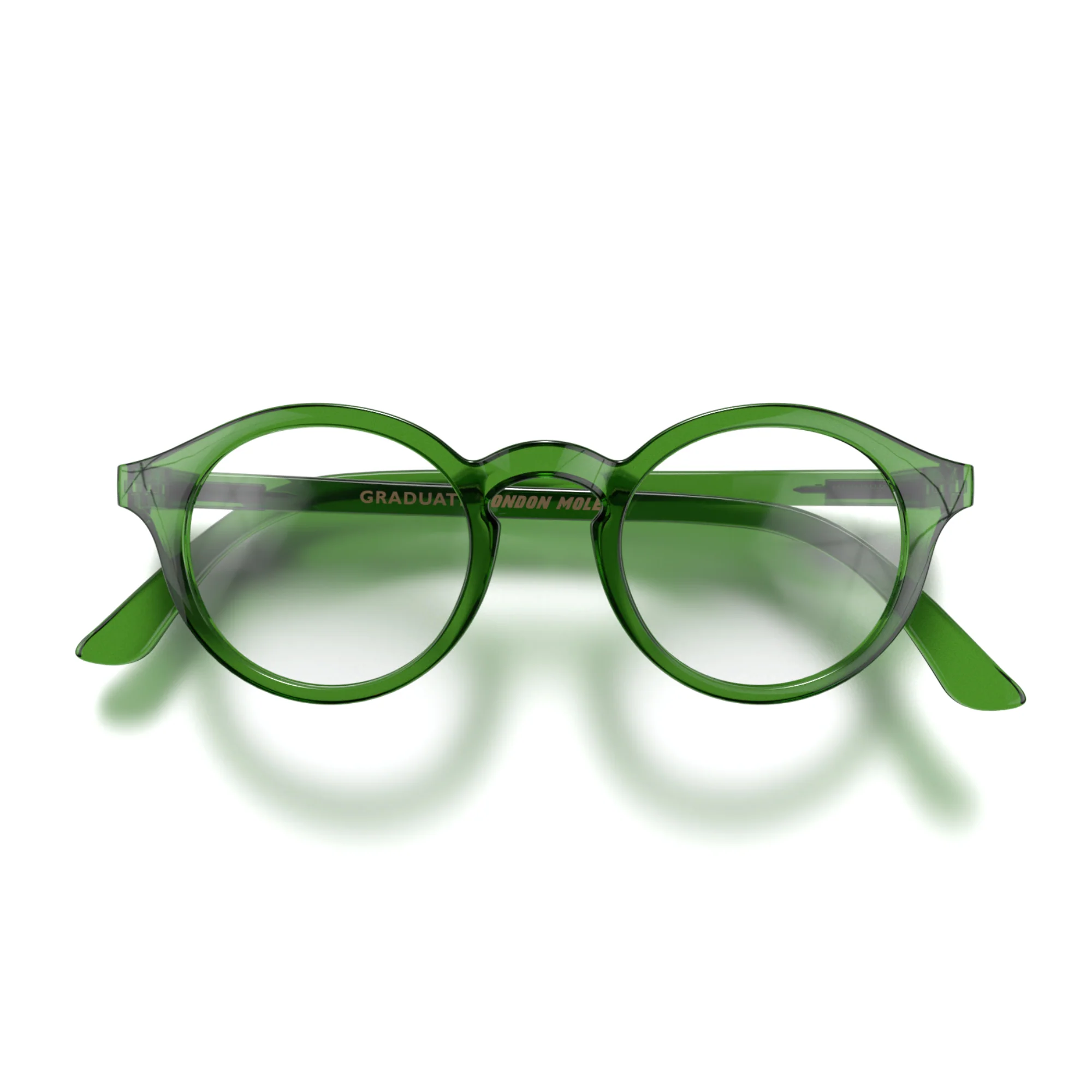 Graduate blue blocker glasses in transparent green