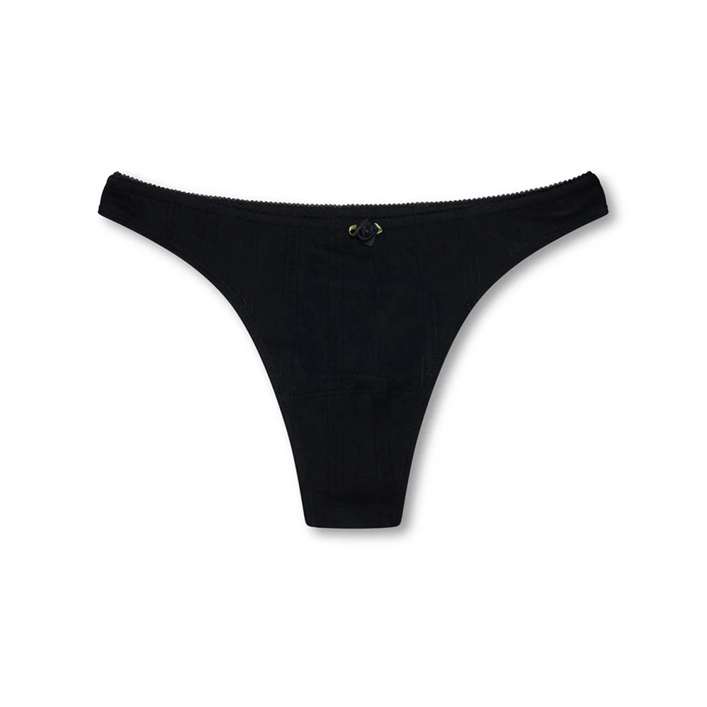 Pointelle Thong Knicker- Black