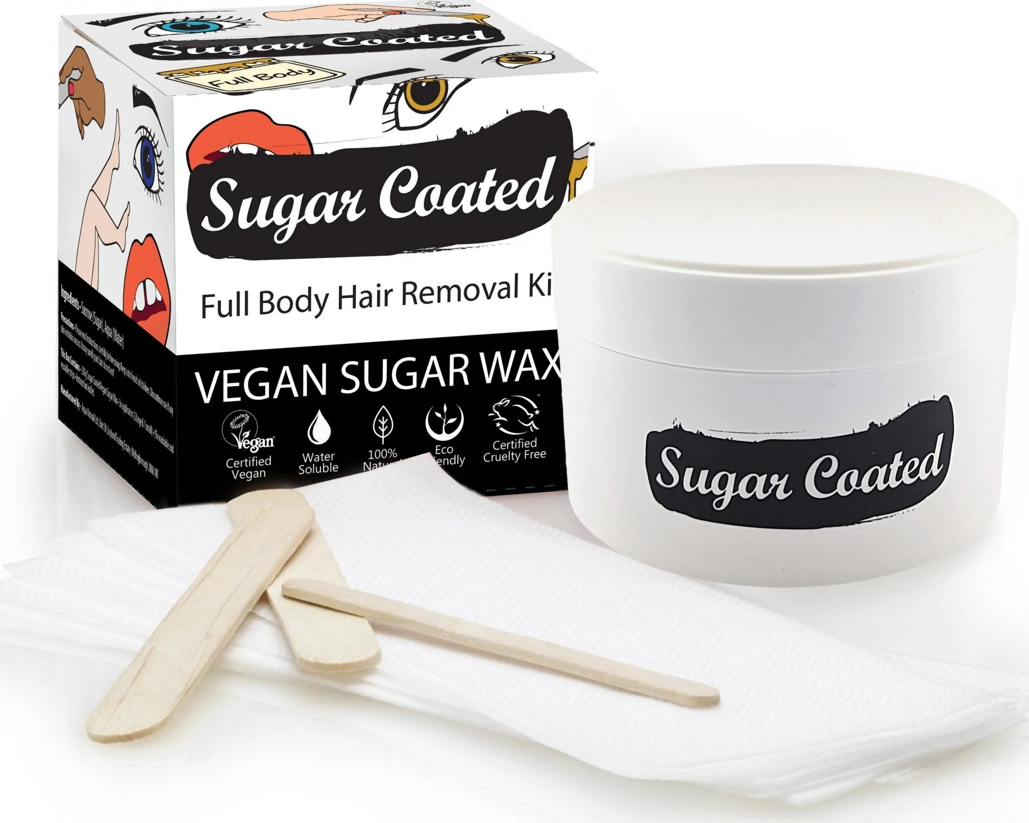 Sugar Coated Full Body Sugar Wax Hair Removal Kit 250g